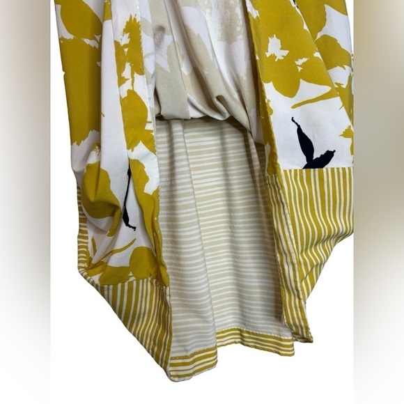 Monika Varga Milano Mustard and Blue Floral Midi Skirt Size 40 US 4 - Picture 4 of 10